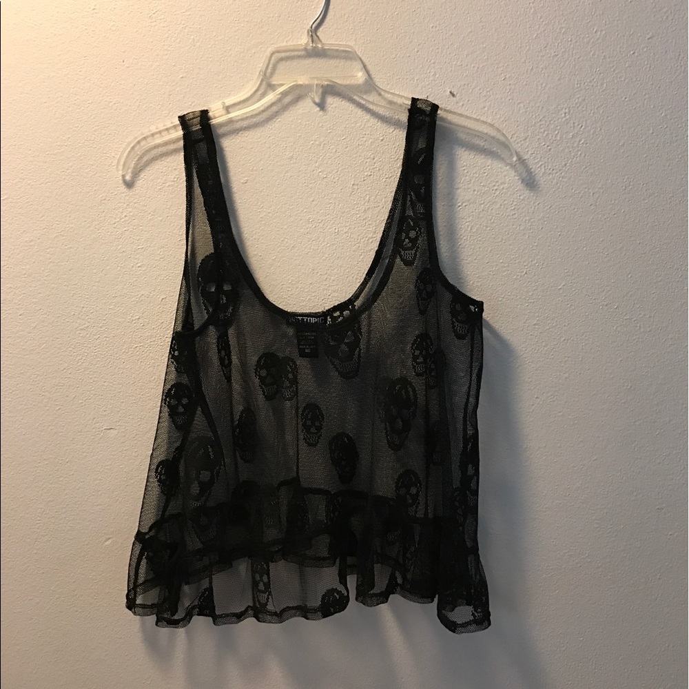 Black Sheer Skull Tank Top